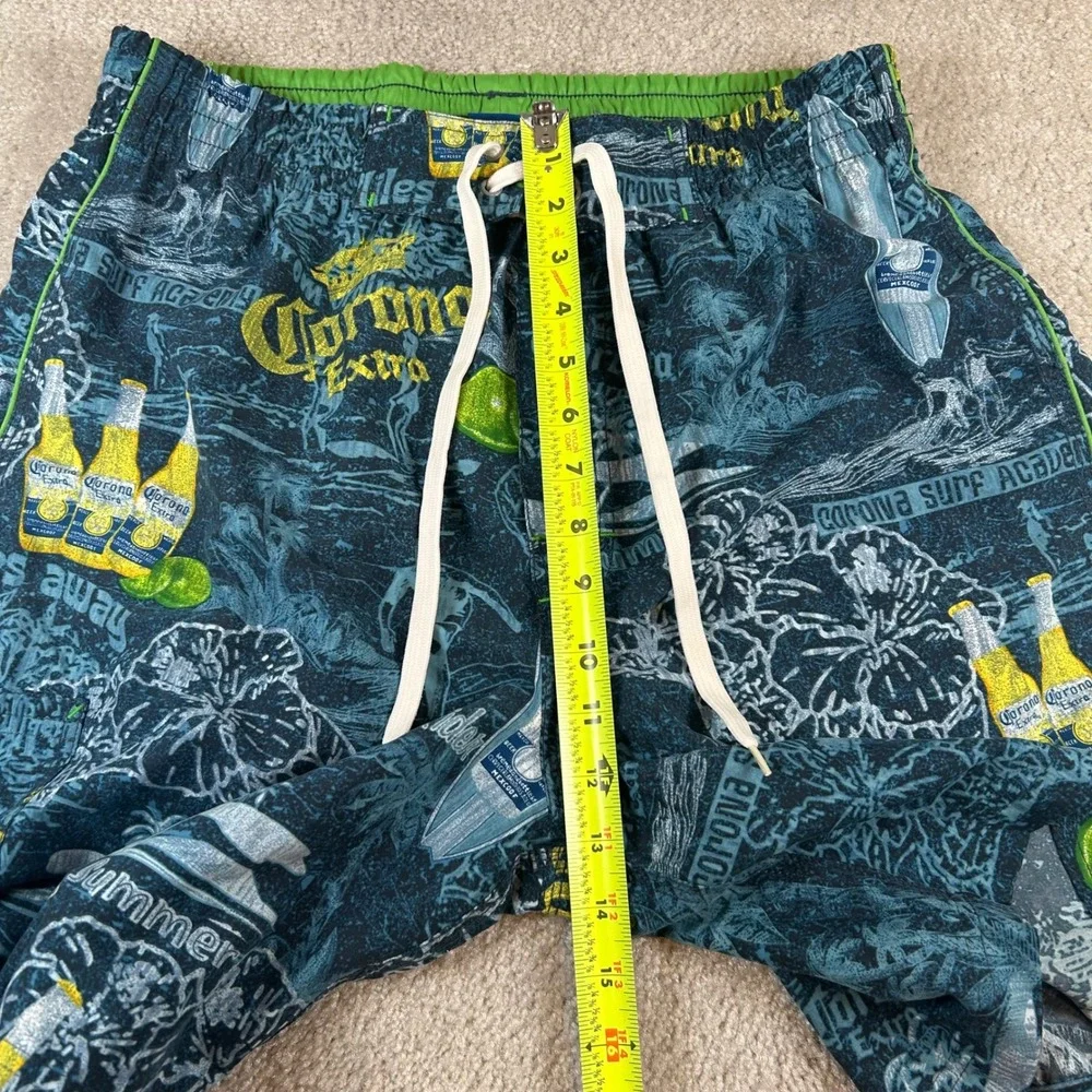 VTG Corona Extra Swim Trunks Mens 34 Blue Tropical Beer Board Shorts‎ Surf Rider